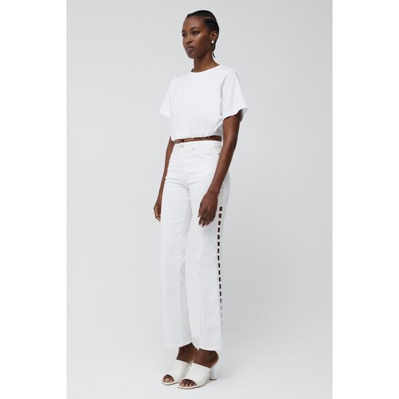 NWT Simkhai Basic Crew Neck Pullover 3/4 Sleeve T Shirt White Size Large $155 - Picture 3 of 10